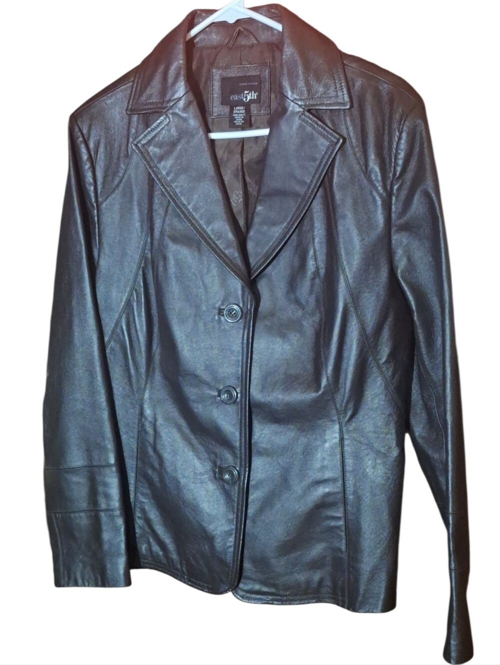 East 5th Jacket Womens Size Large Genuine Leather Black Button Front Jacket